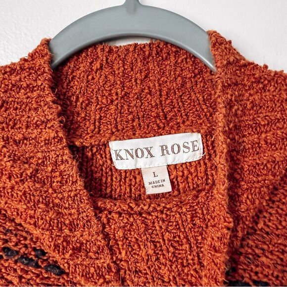 Knox Rose Orange and Black Stripe Mock Neck Sweater Size Large - Picture 4 of 6